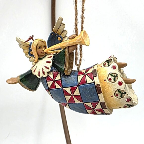 Jim Shore Heartwood Creek Enesco Angel With Trumpet 2002 Christmas Ornament 4" - Picture 1 of 8